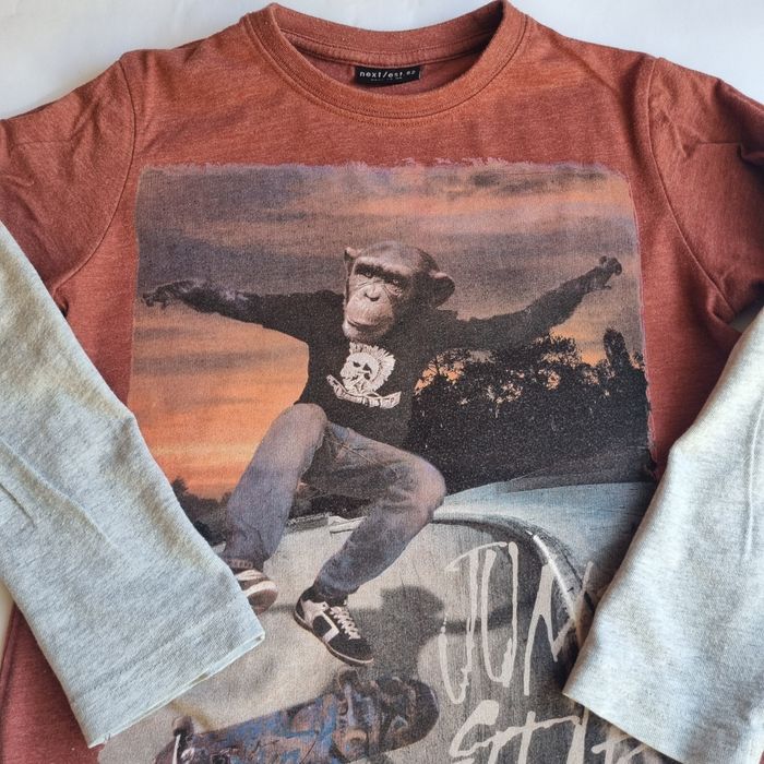 Блуза Next в сив и винено червен цвят, размер 116 см., 6 г.