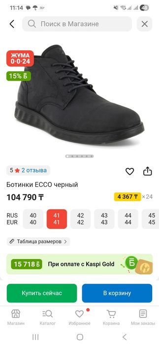 Ботинки осенние ECCO