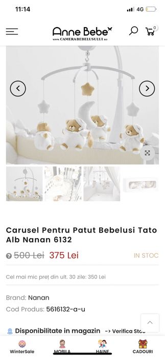 Vand carusel Nanan Tato alb&bej nou