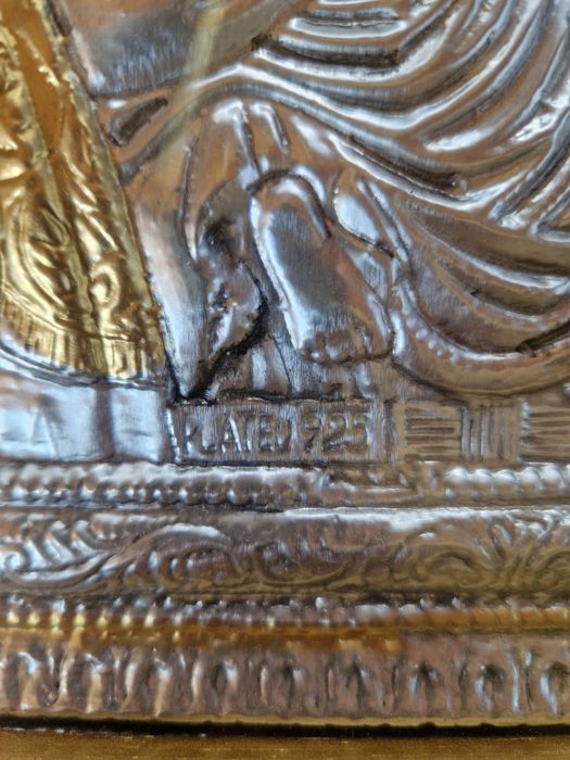 Прекрасна голяма сребърна икона със сертификат