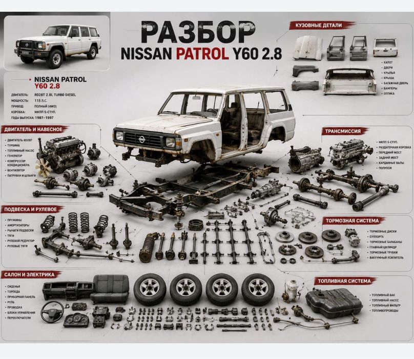 Ниссан Патрол / Nissan Patrol Y60, TD 2.8. Разбор