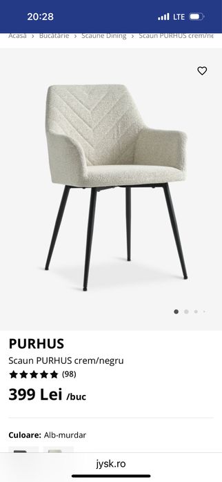 Scaune de culoare  crem cu picioare negre