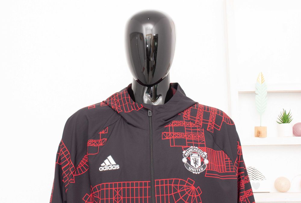 Manchester United Adidas оригинално мъжко яке ветровка с качулка 2XL