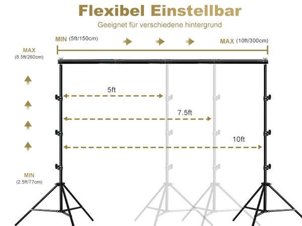 Професионална стойка за фото фон BENOISON 2.6x3м с аксесоари