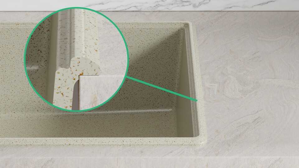 беж кухненска мивка от гранит Копенхаген 780х500 Top 50