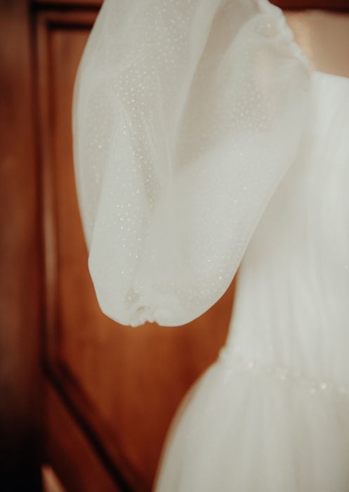 Rochie de mireasa printesa corset reglabil + voal + crinolina