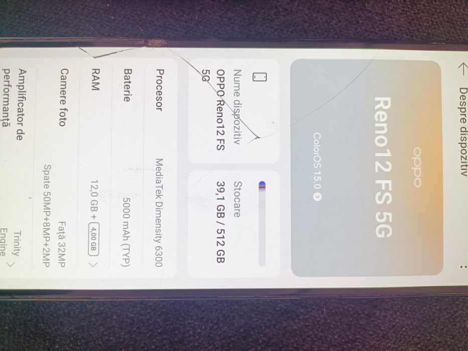 Oppo reno 12 fs 5g , 12 GB RAM și 512 memorie