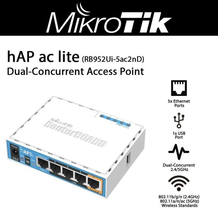 # MikroTik hAP ac lite RB952Ui-5ac2nD Беспроводной Маршрутизатор