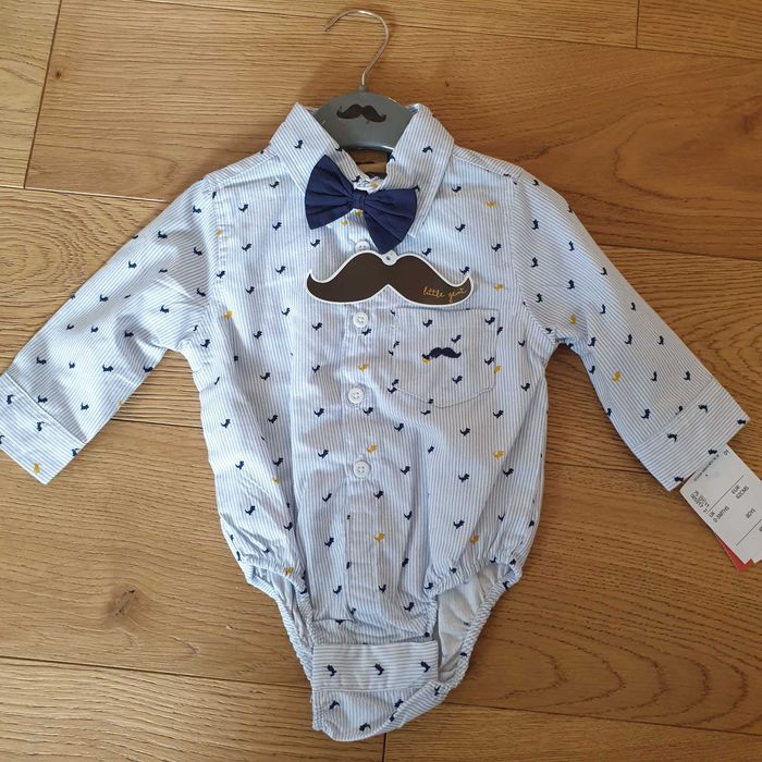 Set body și pantaloni bumbac 3-6 luni. Costum băieței