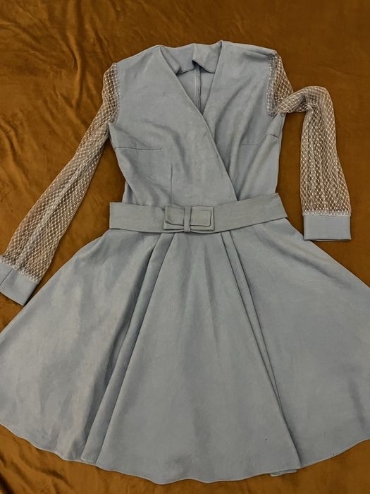 Голубое платье рз ткани тонкий велвет