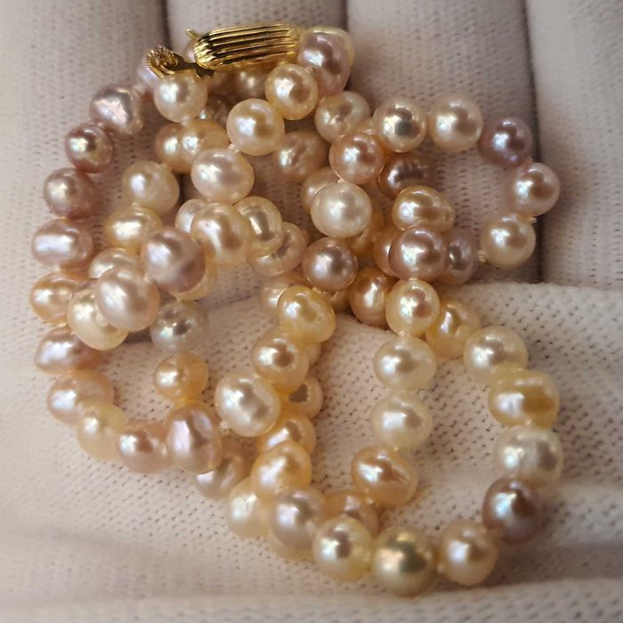 Top Luciu Colier Perle Naturale Si Aur 18K