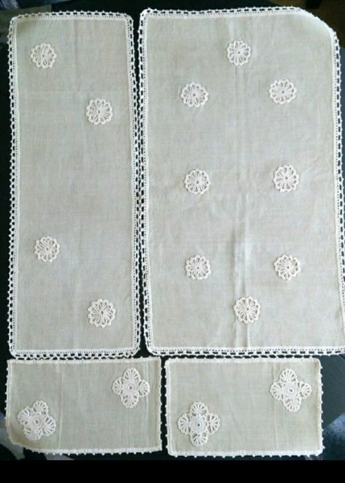 Ръчно плетени покривки. Бродерия ленена панама