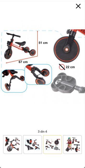 Tricicleta Trike Fix Mini, 3In1