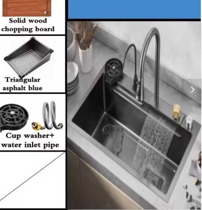 Chiuveta Multifunctionala Inox Negru 750x460,toate accesoriile incluse