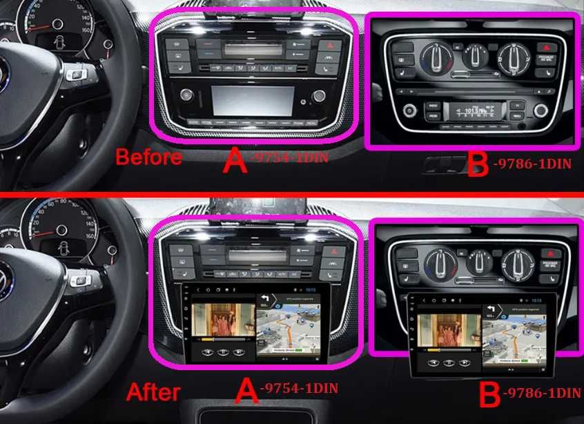 VOLKSWAGEN UP! 2012/SKODA CITIGO 2013 9'',андроид навигация, 9786-1DIN
