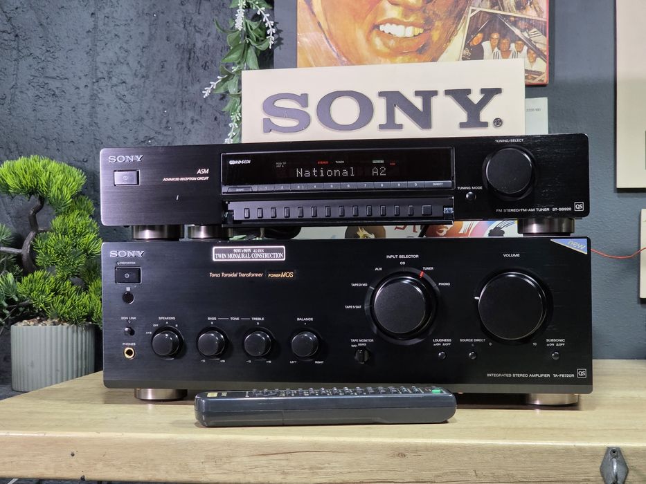 Sistem audio SONY QS, amplificator TA-FB720 QS, radio tuner  ST-SB920 QS, telecomanda, hifi retro,  impecabile