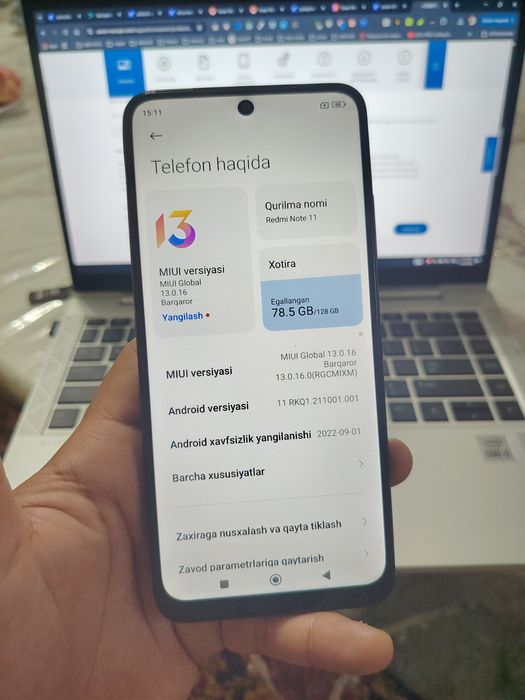 Redmi Note 11 6/128 GB Black Global versiya ideal xolat