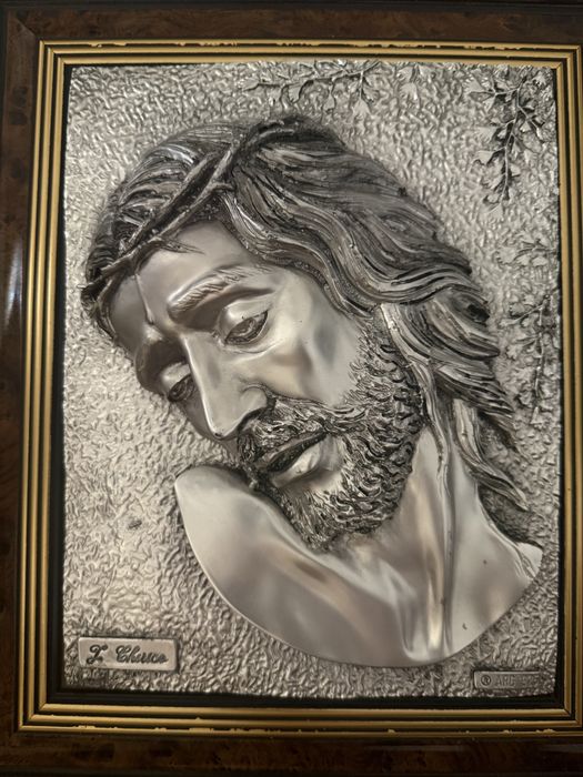 Tablou basorelief mare Iisus Hristos - Argint 925, Made in Italy (35x40 cm)