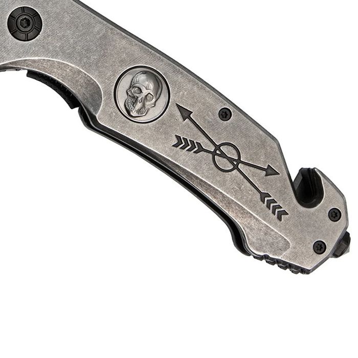 Briceag vanatoare full metalic Future Adventure, otel, 23 cm, argintiu