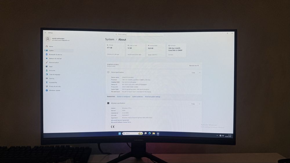 Kampiyuter Rtx 3060 sotiladi 280 gers ekran