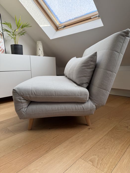 Set 2 fotolii textile extensibile gri deschis 103x191 cm