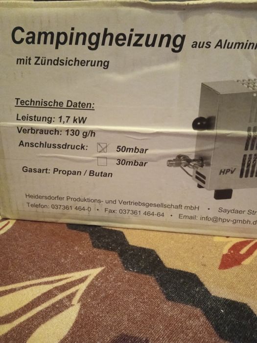 Radiator pe GPL pentru rulota, cort