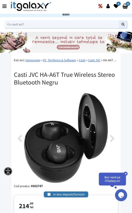 Ocazie Casti Jvc stereo Wireless super calitate a sunetului noi in cutie