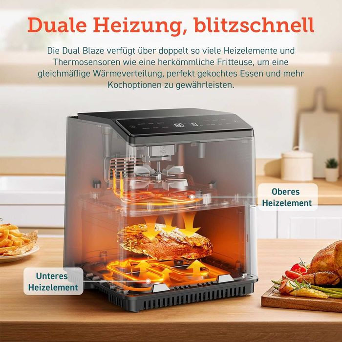 Фритюрник с горещ въздух Cosori Dual Blaze XXL 6.4 L (CAF-P583S) 1700W