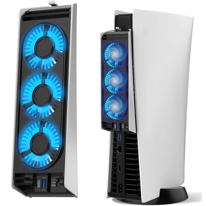 Ventilator de răcire PS5 accesoriu silențios cu LED compatibil cu PS5 & PS5 Digital Edition