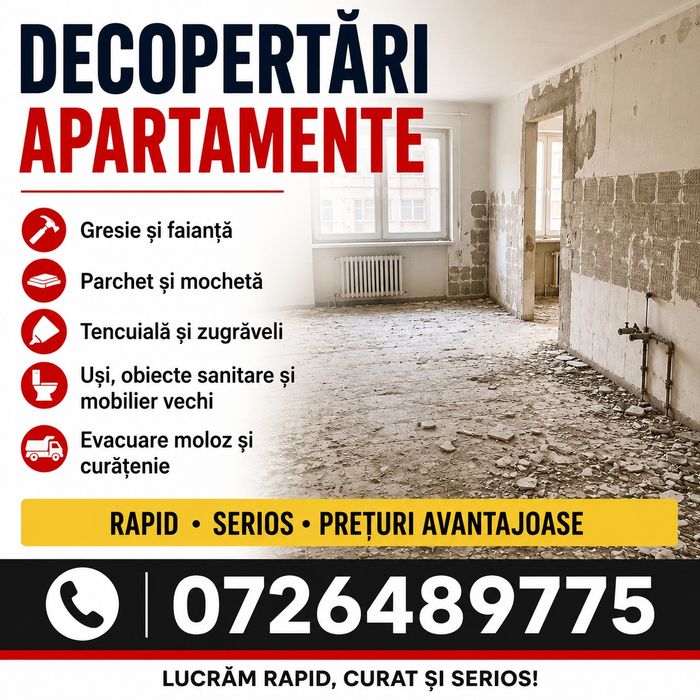 Decopertari ,demolari ,apartamente