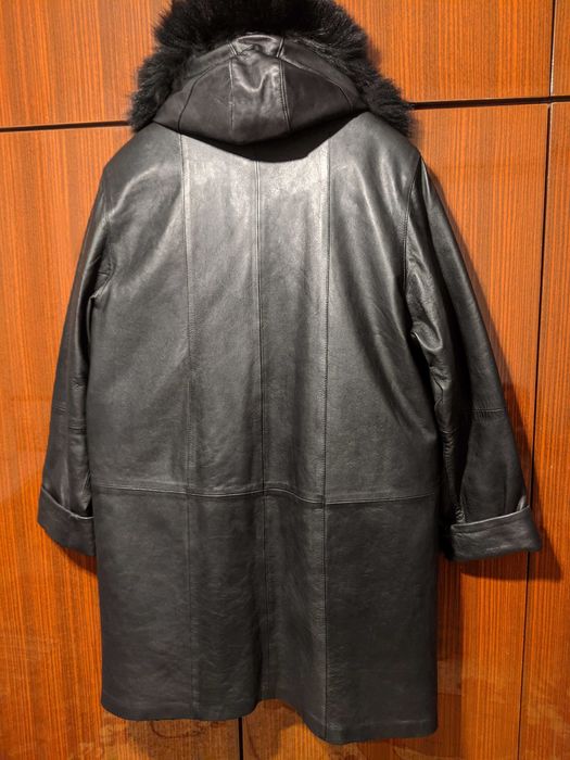 Дамско кожено яке палто с качулка Естествена кожа