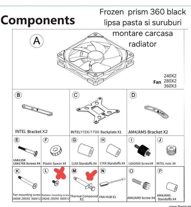 Cooler Procesor Lichid AIO Thermalright Frozen Prism 360 Black
