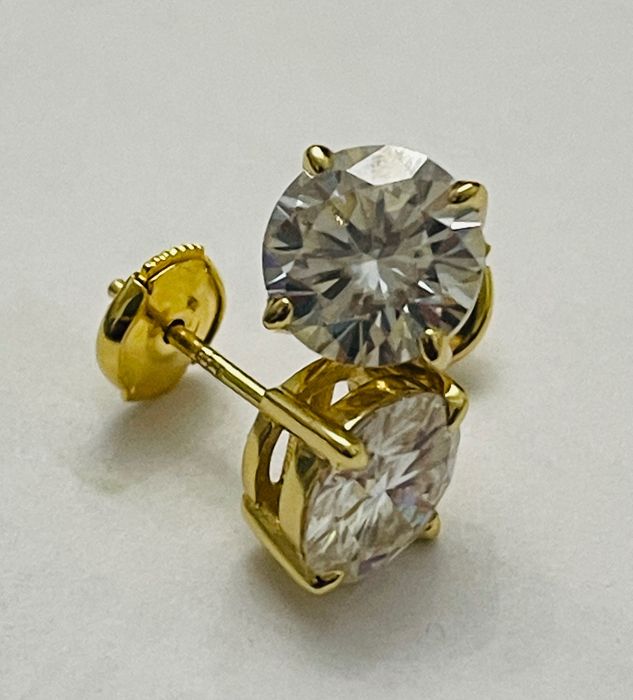 Tiffany & Co, 925, Сребърни  позлатени обеци с камък моасонит.