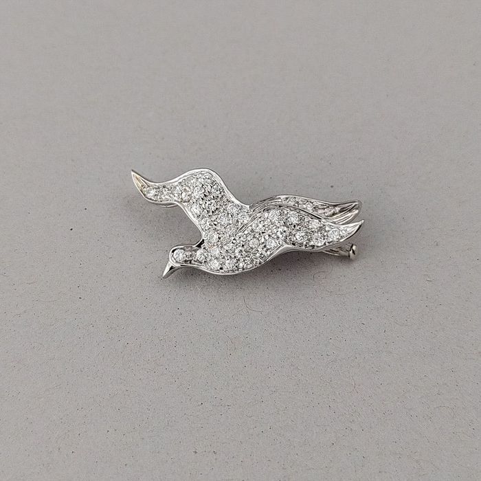 brosa - pandantiv, aur 18k, diamante 0.90ct, certif.