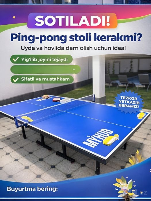 Rangli stol tennis faqat bizda optim va donaga