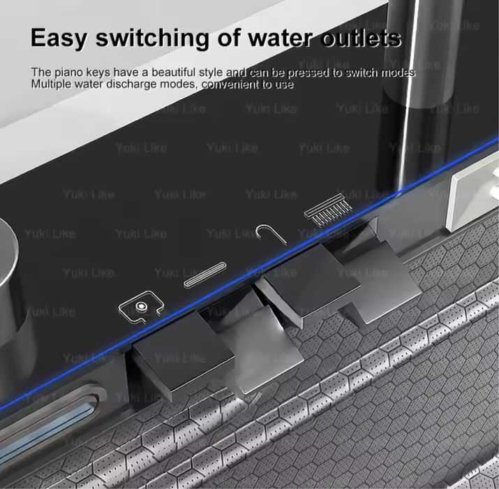 Chiuvetă piano black,5 butoane, 2 cascade