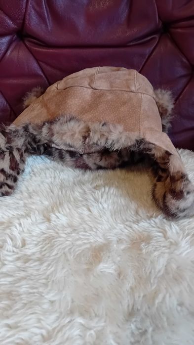 Ушанка естествена кожа  и косъм/58 см./