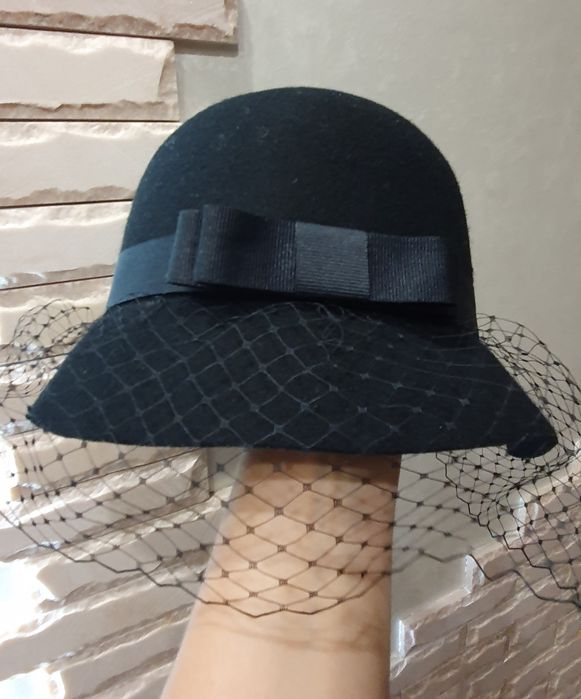 Шляпа с вуалью. 100% шерсть