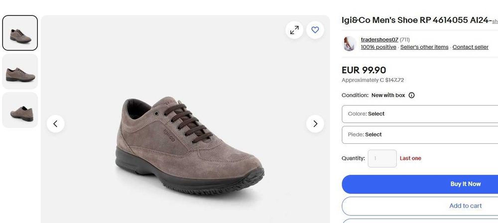 Pantofi sport casual 41 premium Igi&Co Italy NOI piele naturala moale