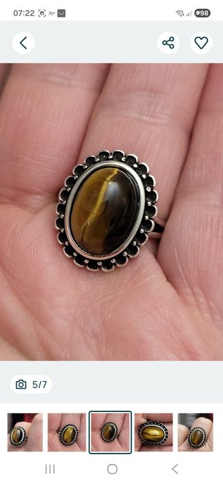 Inel argint piatră naturală ochi de tigru, Nr.7-17.3 mm si nr.8-18.1 mm