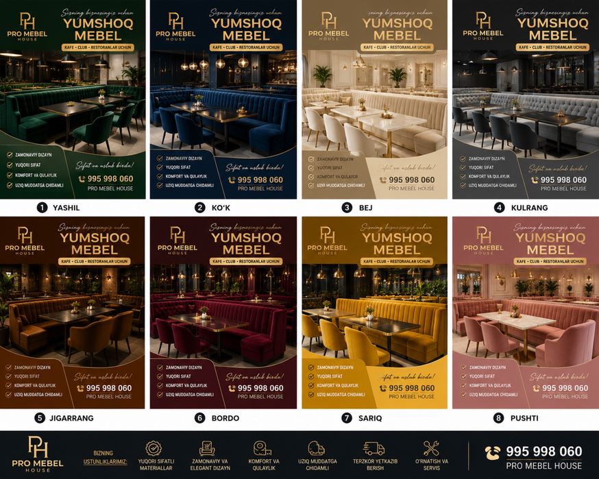 Kafe club restranlar uchun divanlar yumshoq mebel