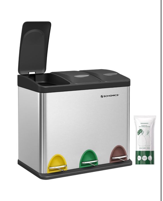 Метално кошче за боклук с педал SONGMICS