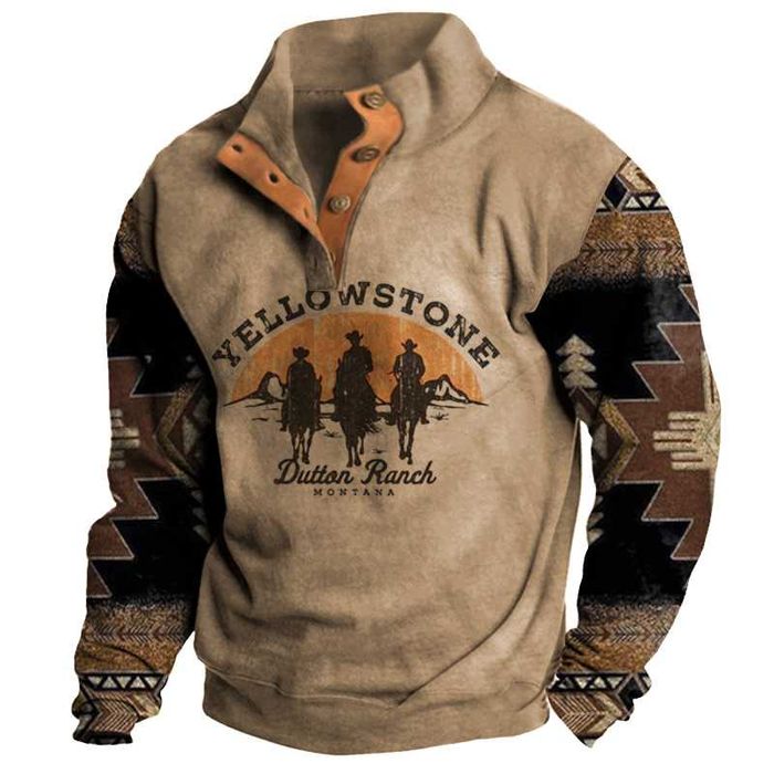 Джемпер-пуловер мужской утепленный с принтом из микрофибры