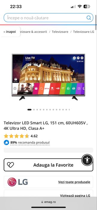 Televizor LED Smart LG, 151 cm, 60UH605V , 4K Ultra HD