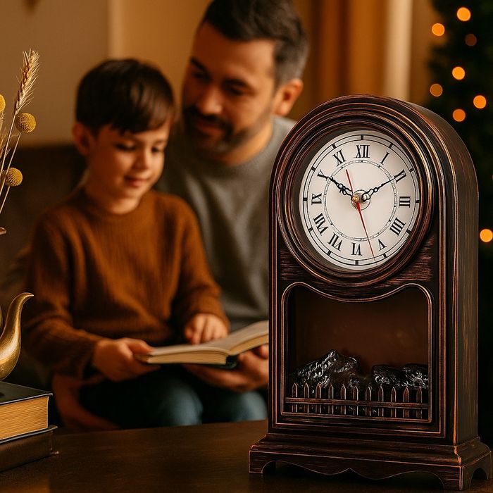 Винтидж настолен часовник с LED камина