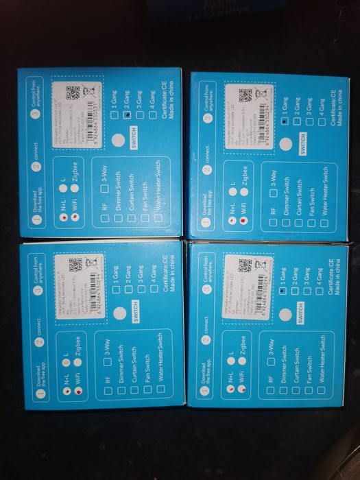 Set de 5 intrerupatoare intelligente cu touch screen albe 4 simple 1 dubla
