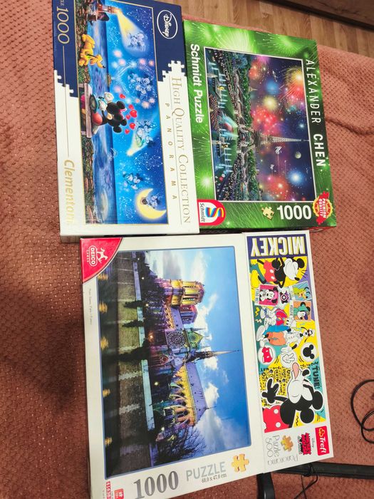 4 Puzzle  Mickey (Panorama si Frieds), Turn Eiffel si Notre Dame