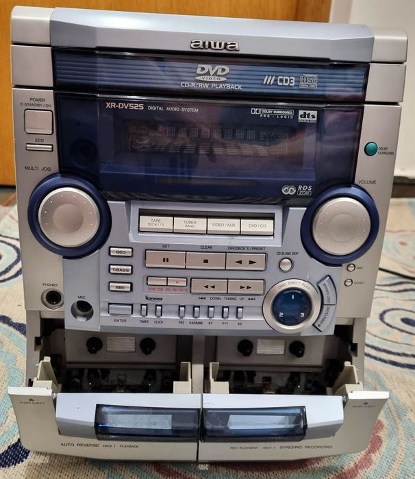Sistem audio AIWA DVD/CD/Casetă – FUNCȚIONAL – Telecomandă inclusă