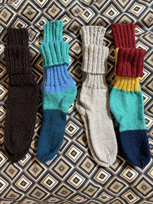 Ciorapi lungi tricotati manual lana 100%