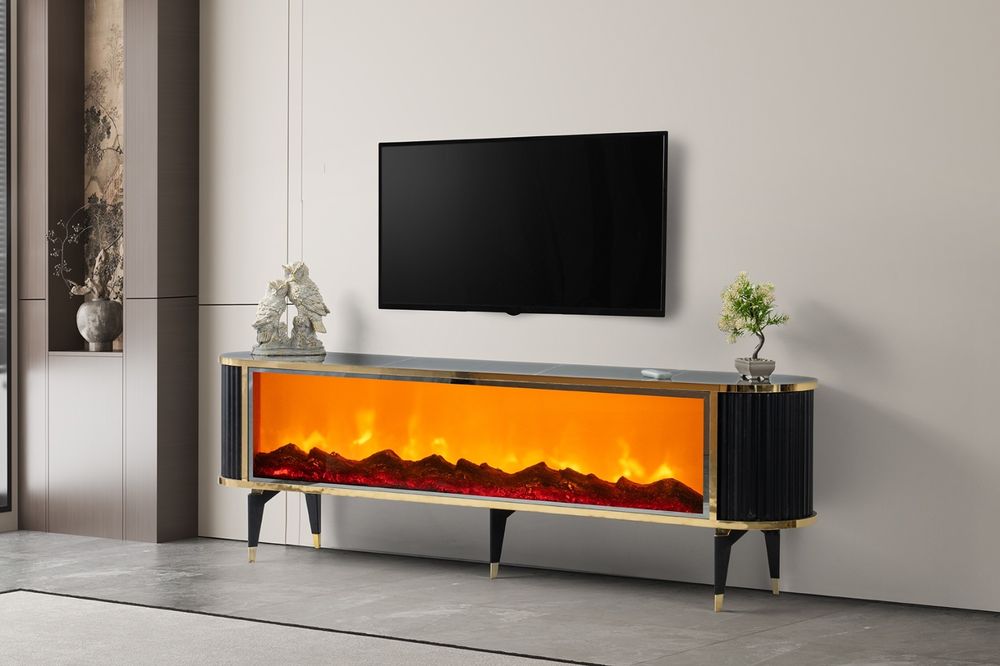 Шкаф с декоративна камина за телевизор